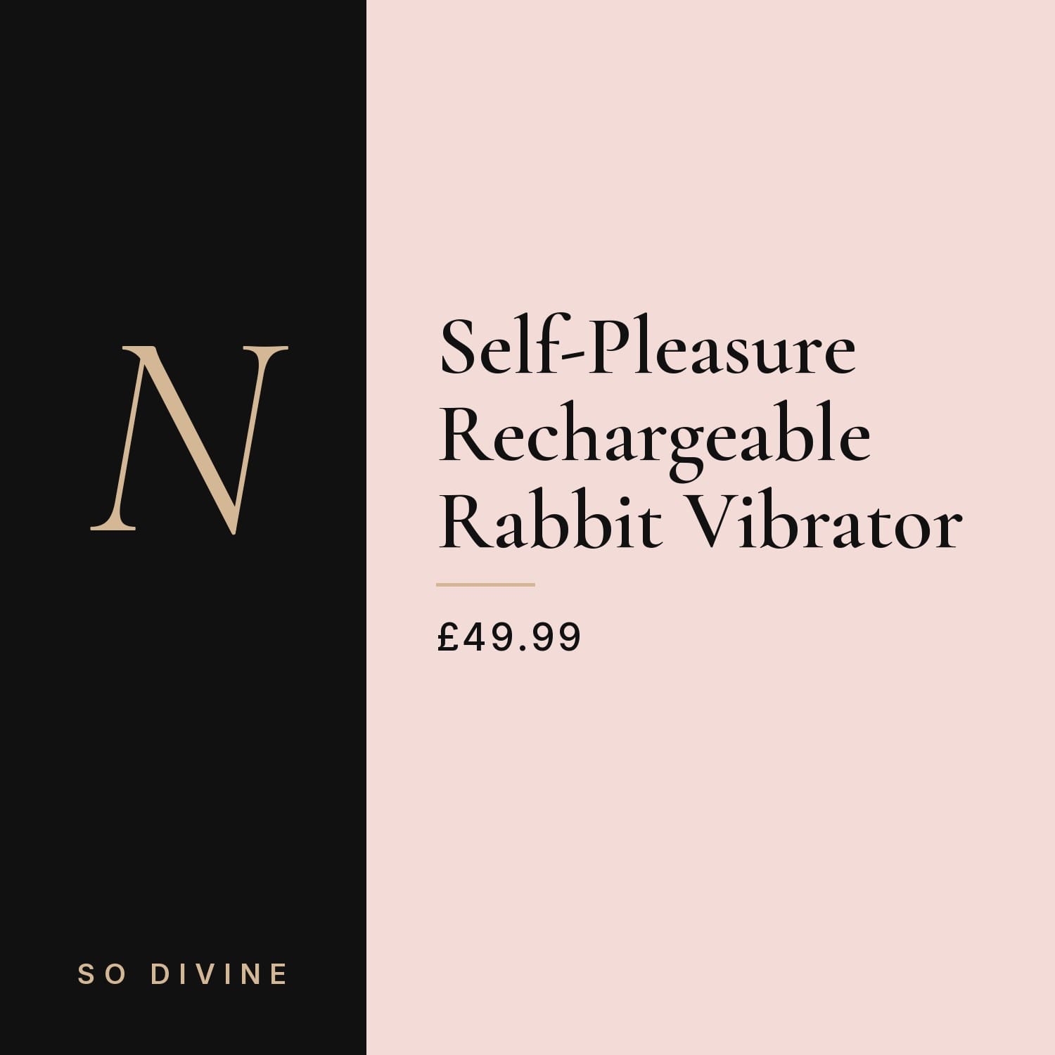 Self-Pleasure Rechargeable Rabbit Vibrator by So Divine, £49.99, typographic card