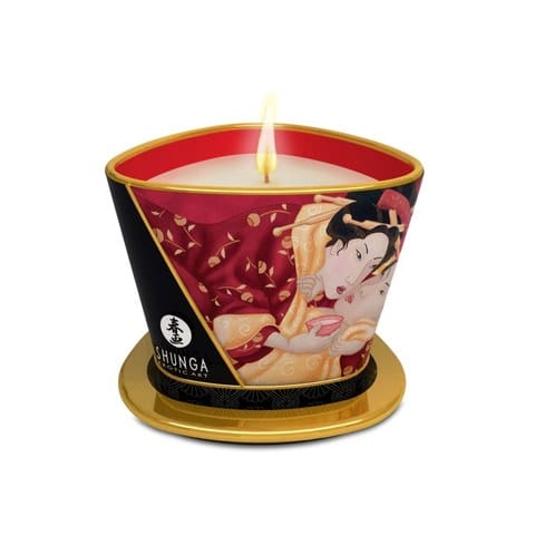 Shunga Massage Candle, Romance (Sparkling Strawberry Wine)