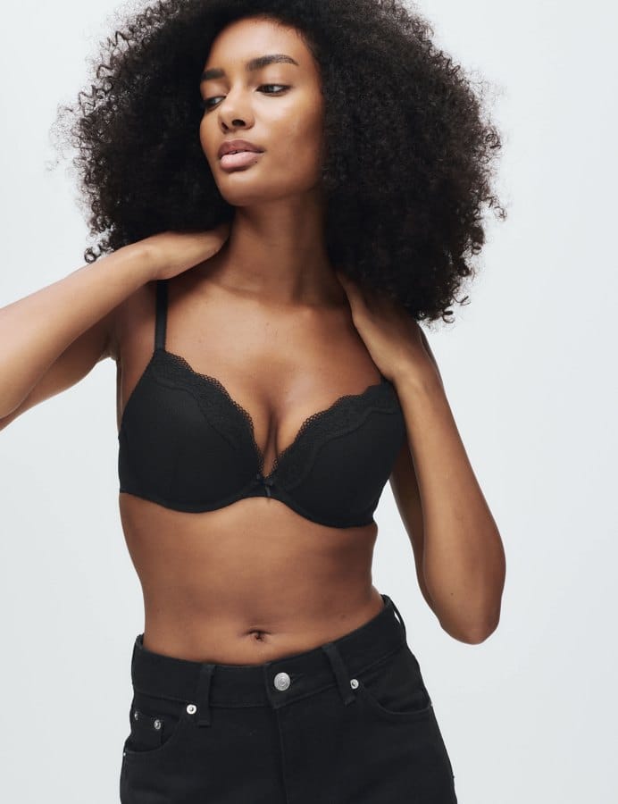 M&S Jasmine Lace Wired Push Up Plunge Bra, official retailer product image